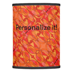 Psychedelic organic shapes in hot reds, oranges lamp shade