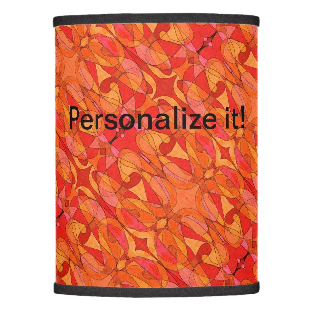 Psychedelic organic shapes in hot reds, oranges lamp shade (Front)