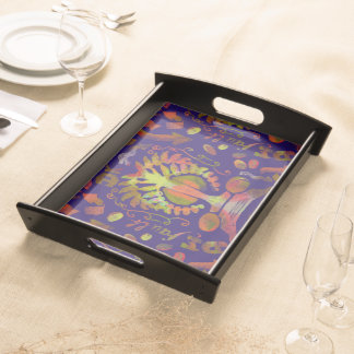Psychedelic oriental Symmetry Abstract Art Serving Tray
