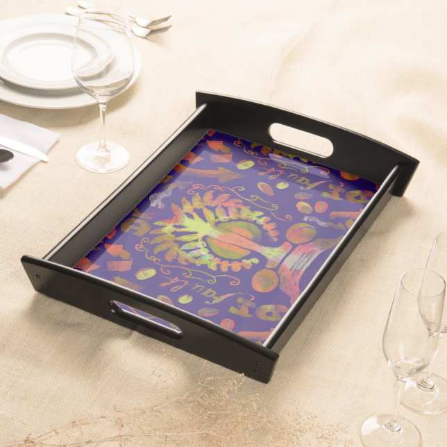 Psychedelic oriental  Symmetry Abstract Art Serving Tray (Front)