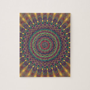 Psychedelic oval mandala jigsaw puzzle
