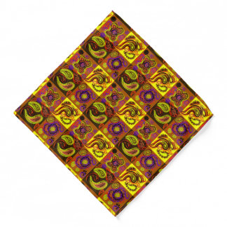 Psychedelic Paisley Check Print Bandana