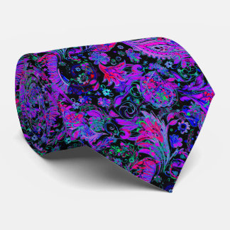 Psychedelic Paisley Neon Colors Tie