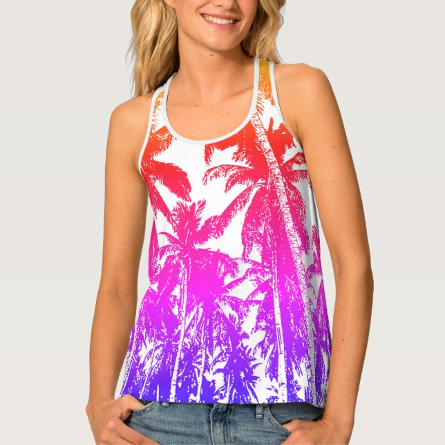 Psychedelic Palm Trees Design Tank Top (Front)