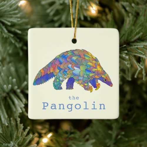 Psychedelic Pangolin Endangered Animal Ceramic Ornament