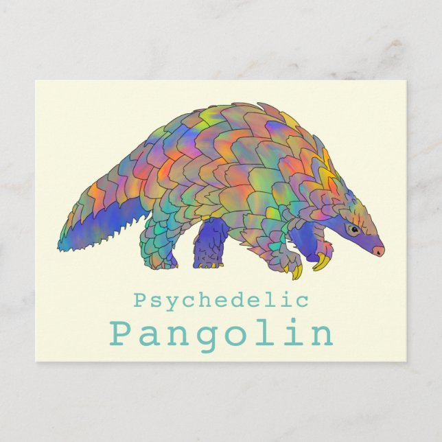Psychedelic Pangolin Endangered Species Animal Art Postcard (Front)
