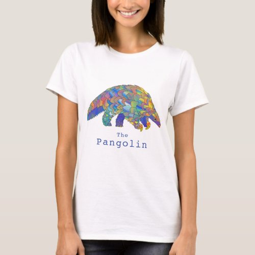 Psychedelic Pangolin Endangered Species Animal Art T_Shirt