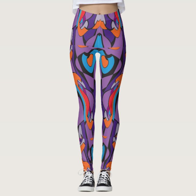 Psychedelic Panther Leggings – Purple Pulse Patter (Front)