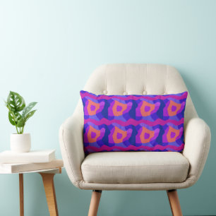 Psychedelic Patchwork Purple Pink Orange 2 Lumbar Pillow