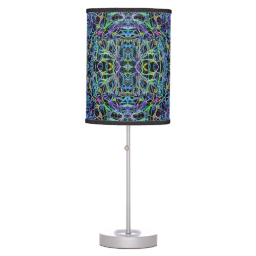 Psychedelic Pattern in Green Purple and Black Table Lamp