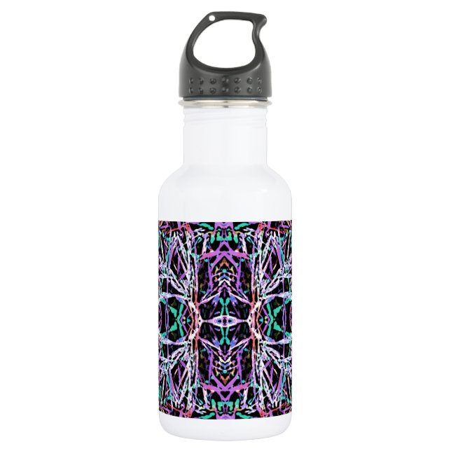 Psychedelic Pattern in Pink Stainless Steel Water Bottle (Front)