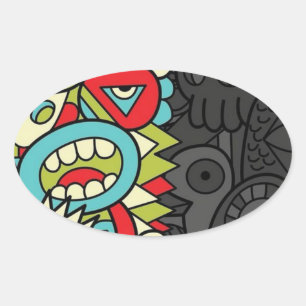 Psychedelic Patterns Oval Sticker