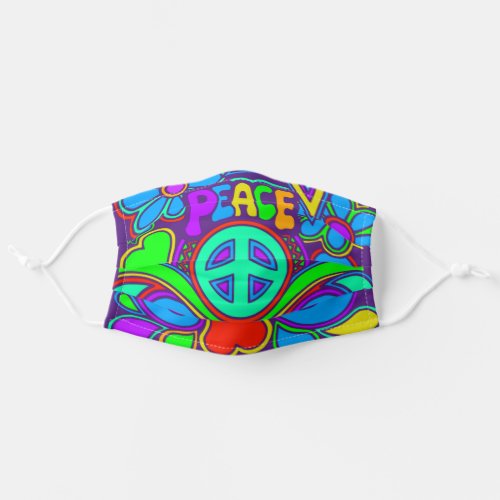 Psychedelic Peace Hippy Art Cloth Face Mask