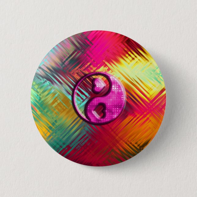 Psychedelic Peace Love Design Pinback Button (Front)