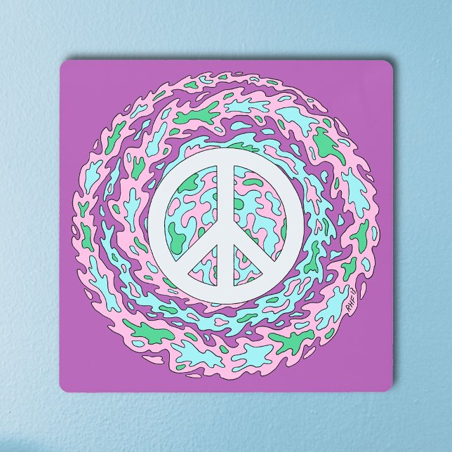 Psychedelic Peace Metal Print (Psychedelic Peace Metal Print on Wall)
