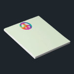Psychedelic Peace Notepad<br><div class="desc">5.5” x 6” light green notepad with an image of a brightly colored psychedelic peace symbol. See the entire Disco 70s Notepad collection in the SPECIAL TOUCHES | Party Favors section.</div>
