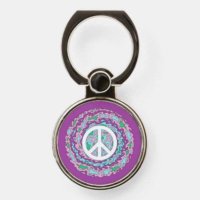Psychedelic Peace Phone Ring Stand (Front)