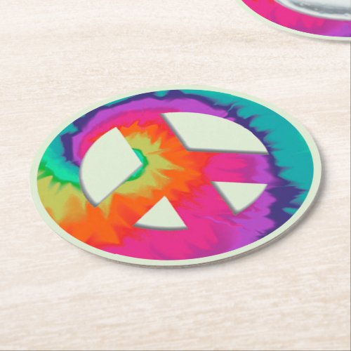 Psychedelic Peace Round Paper Coaster