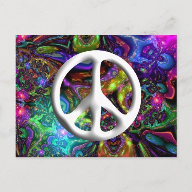 Psychedelic Peace Sign 60s Hippy Chic Postcard (Front)
