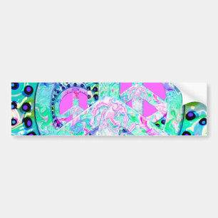 Psychedelic Peace Sign Abstract Bumper Sticker