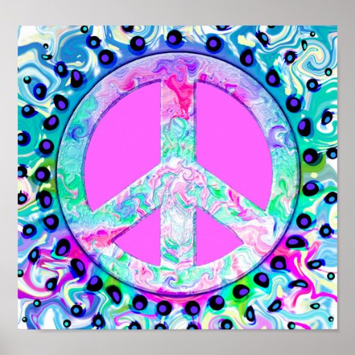 Psychedelic Peace Sign Abstract Poster | Zazzle