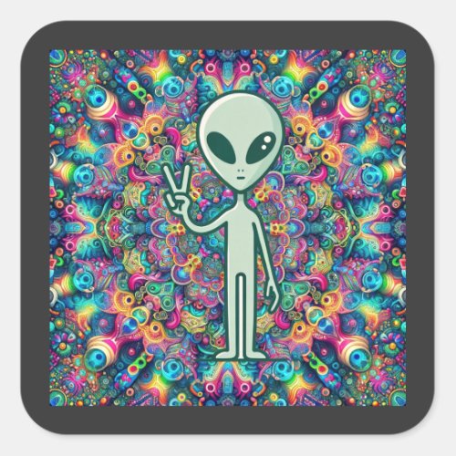 psychedelic peace sign alien Sticker