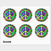 Psychedelic Peace Sign Classic Round Sticker (Sheet)