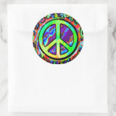 Psychedelic Peace Sign Classic Round Sticker (Bag)