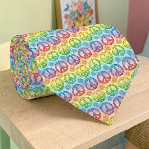 Psychedelic Peace Sign Custom Necktie Tie