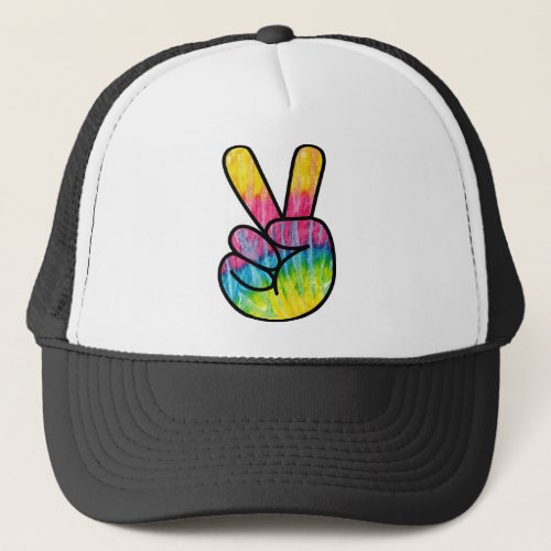 Psychedelic Peace Sign hand Trucker Hat