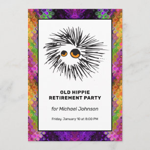 Psychedelic Peace Sign Hippie Retirement Party Invitation