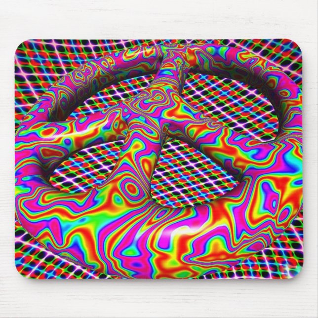 Psychedelic Peace Sign Mouse Pad (Front)