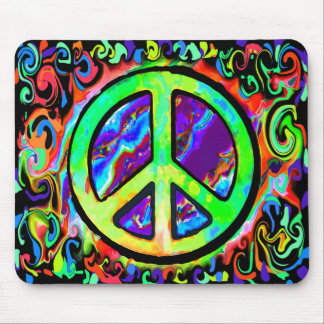 Psychedelic Peace Sign Mouse Pad