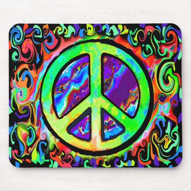 Psychedelic Peace Sign Mouse Pad (Front)