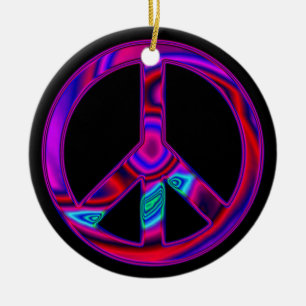 Psychedelic Peace Sign Ornament