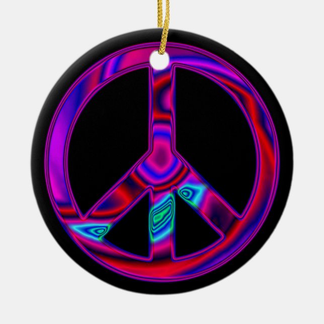 Psychedelic Peace Sign Ornament (Front)