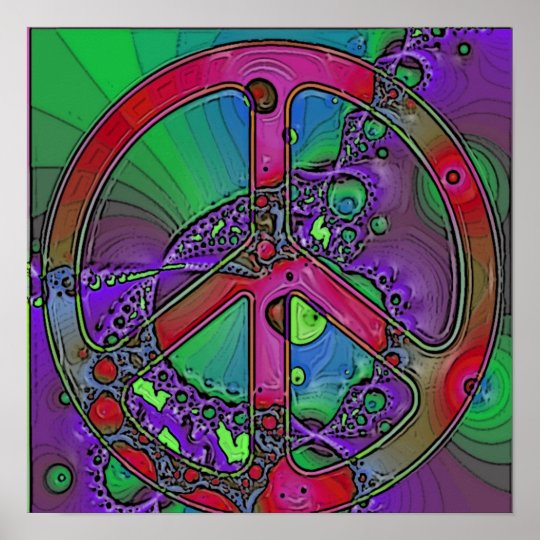 Psychedelic Peace Sign Poster