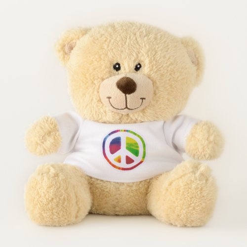 Psychedelic peace sign symbol teddy bear
