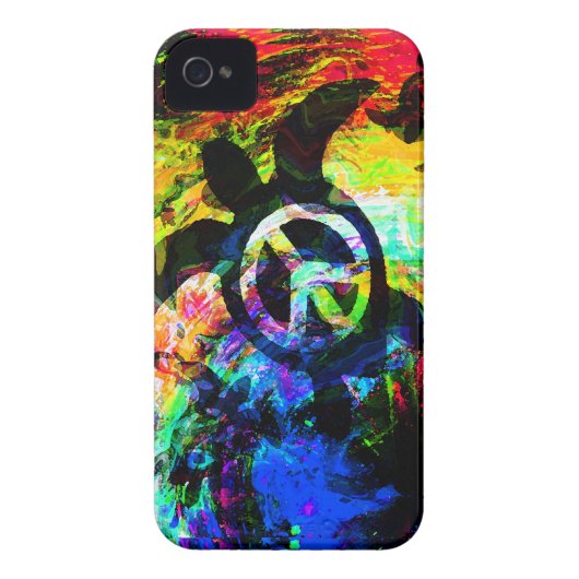 Psychedelic Peace Turtle iPhone Case (Back)