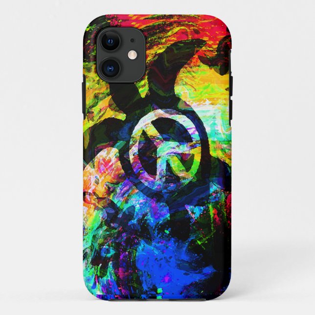 Psychedelic Peace Turtle iPhone Case (Back)