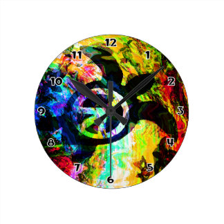 Psychedelic Peace Turtle Round Wall Clock