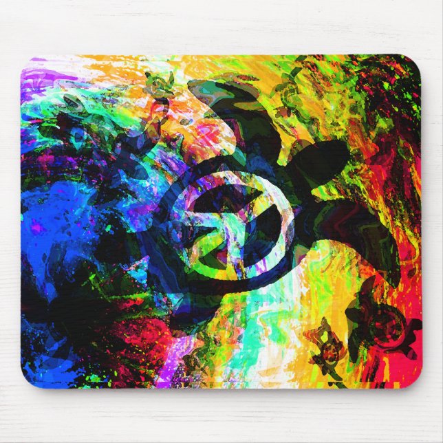 Psychedelic Peace Turtles Mousepad (Front)
