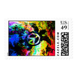 Psychedelic Peace Turtles Stamps