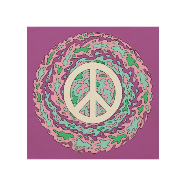 Psychedelic Peace Wood Wall Art (Front)