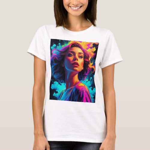 Psychedelic Perception Neon Woman in Motion T_Shirt
