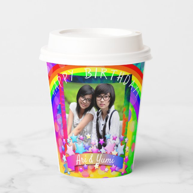 Psychedelic Photo Birthday Paper Cups - HAMbWG (Front)