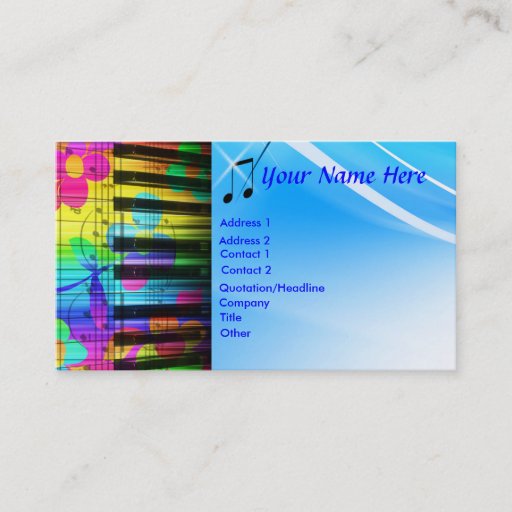 Customizable Psychedelic Piano Keyboard and Flowers Business Cards