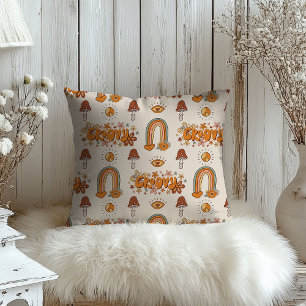 Psychedelic Pillow Retro Rust & Blush Design