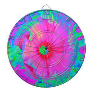 Psychedelic Pink and Red Hibiscus Flower Dart Board