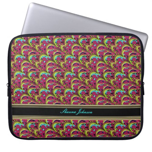 Psychedelic Pink Aqua Pattern TabletNotebook Laptop Sleeve